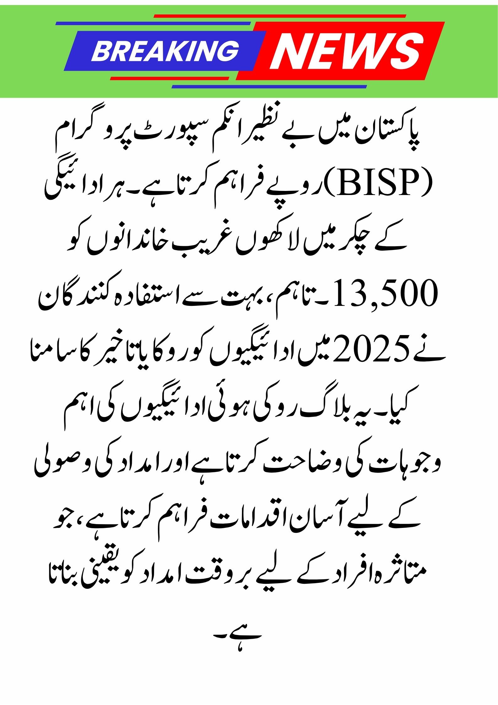 BISP Beneficiaries 2025: Reasons Behind Stopped 13,500 Payments & Quick Recovery Steps